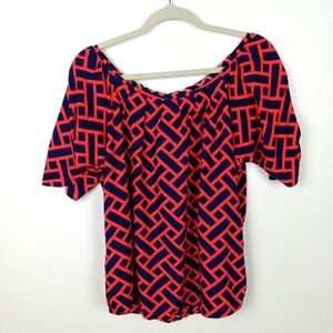 Escapada Top Navy Orange Short Sleeve Women's Small